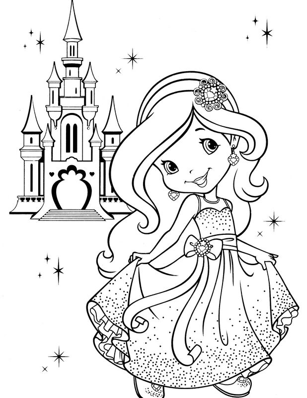 ausmalbild Prinzessin und Burg