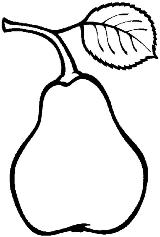 ausmalbild Birne mit einem Blatt
