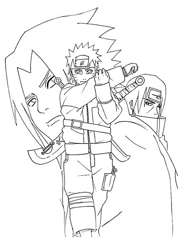 Ausmalbilder Naruto, bild Sasuke Uchiha